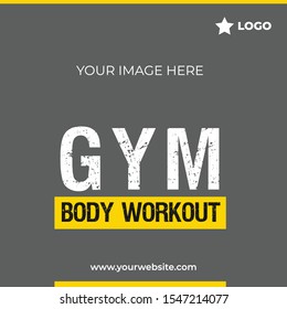Gym body workout post dynamic shape social media template to promote your brand and advertise on different social media channels. Show sale, offers and discount with these creative designs