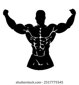 gym bodybuilder fitness logo design vector