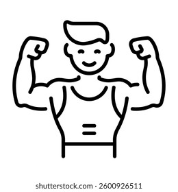 A gym bodybuilder posing, linear style icon 