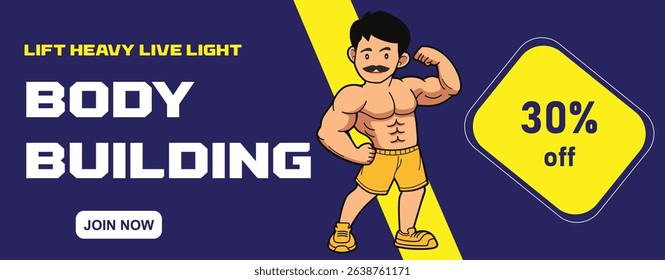 Gym Bodybuilding 30% Off Banner 