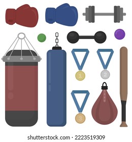 Gym. Boxing equipment. Vector illustration