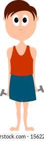 Gym boy, illustration, vector on white background.
