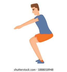 Gym boy squats icon. Cartoon of gym boy squats vector icon for web design isolated on white background