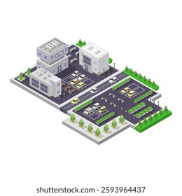 Gym building isometric vector on white background
