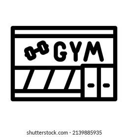 gym building line icon vector. gym building sign. isolated contour symbol black illustration