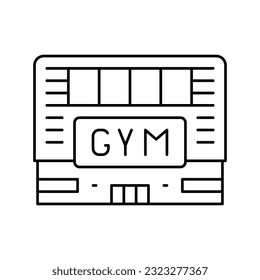 vector de icono de la línea de construcción del gimnasio. signo de construcción de gimnasio. símbolo de contorno aislado ilustración negra