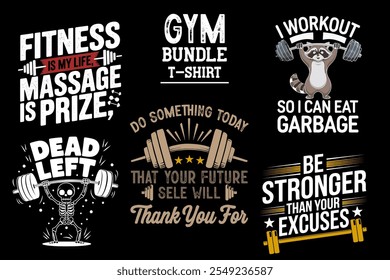 Gym Bundle Tshirt design. Fitness t-shirt bundle.