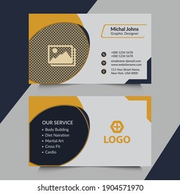 gym business card template design, yoga business card with free vector in illustrator