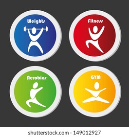 gym buttons over black background vector illustration 