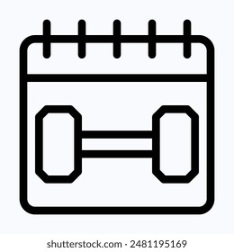 Gym Calendar, Gym Dumbbell Vector Icon, Lineal Vector Icon.