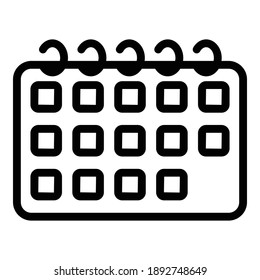 Gym calendar icon. Outline gym calendar vector icon for web design isolated on white background