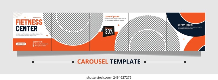 Gym Karussell Vorlage Design orange Farbe Poster, Banner Social Media  