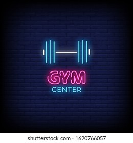 Gym Center Neon Signs Style Text Vector