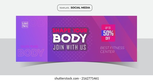  Gym center social media banner template 
