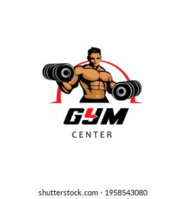 Gym Center Vector Logo Design Template.