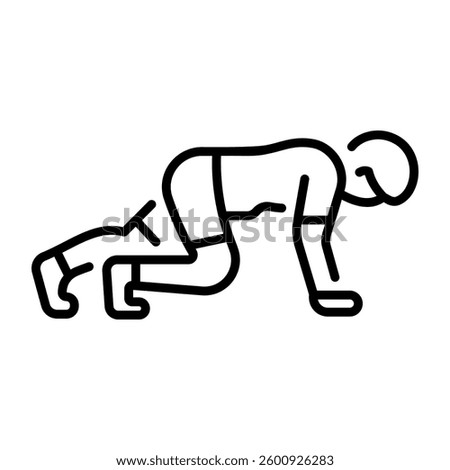A gym character doing burpees exercise, line style icon 