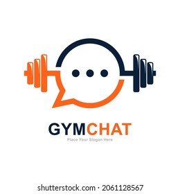 Gym chat logo vector design. Suitable for consult or chat symbol, fitness symbol, social media