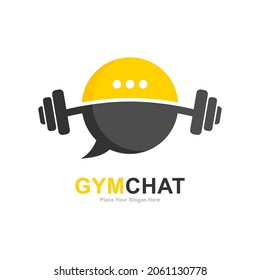 Gym  chat vector logo template. Suitable for social media, fitness symbol and chat symbol