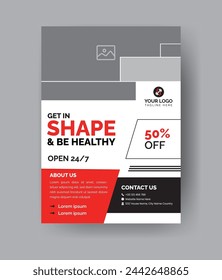 Gym Class Flyer. Abstract Workout Flyer Layout. Modern Design Shapes suitable for Sports, fitness, athletic Banner, Poster, Advertisement, Promotion, Presentation, Book Cover, ect.