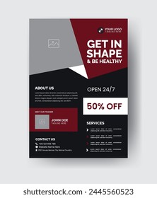 Gym Class Flyer. Abstract Workout Flyer Layout. Modern Design Shapes suitable for Sports, fitness, athletic Banner, Poster, Advertisement, Promotion, Presentation, Book Cover, ect.