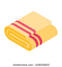 Gym cleaning cloth, isometric icon of towel 

