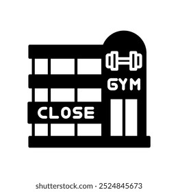 Icono de glifo cerrado del gimnasio, Ilustración vectorial