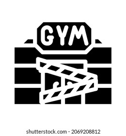 gym closed for quarantine glyph icon vector. gym closed for quarantine sign. isolated contour symbol black illustration