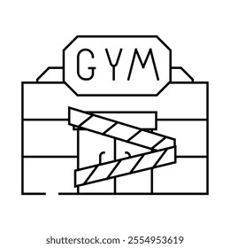 gym closed for quarantine line icon vector. gym closed for quarantine sign. isolated contour symbol black illustration