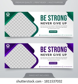 gym club banner template design with modern style use for social media cover and website ads