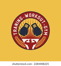 Gym club logotype.  Man Fitness logo template. Sport Fitness club creative concept. Traning workout gym Illustration, Sign, Symbol, vintage badge.