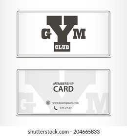 Gym Club Membership Card Concept Flat Grey Design Illustration
