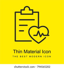 Gym control of exercises with a list on a clipboard and heart beats bright yellow material minimal icon or logo design