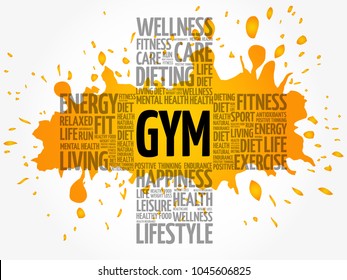 Gym cross word cloud collage, health concept background