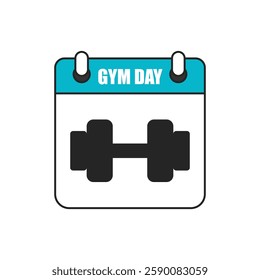 Gym day calendar single icon, body fitness, vector design