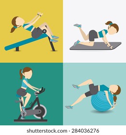 GYM design over colorful background, vector illustration.