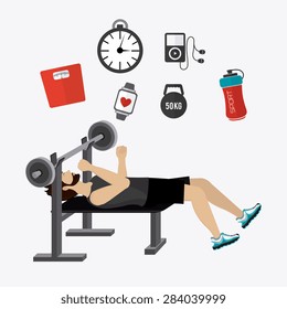 GYM design over white background, vector illustration.