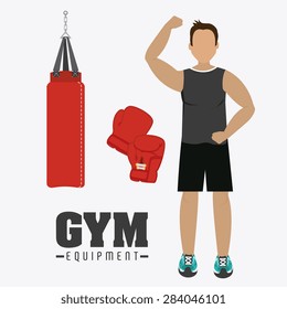 GYM design over white background, vector illustration.