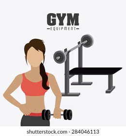 GYM design over white background, vector illustration.