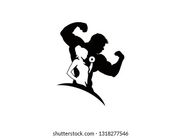 Gym Design Vector Man Woman Fitness Stock Vector (Royalty Free ...