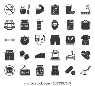 gym, diet and fitness solid icon