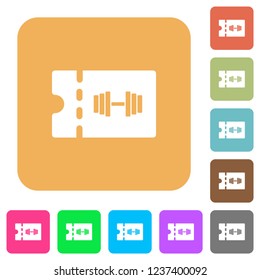 Gym discount coupon flat icons on rounded square vivid color backgrounds.