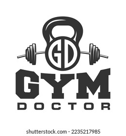  Gym Doctor Logo and Letter GD Logo Template Vector illustration