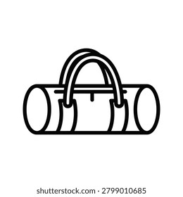 Gym duffel bag linear outline icon with sports bag travel gear fitness equipme