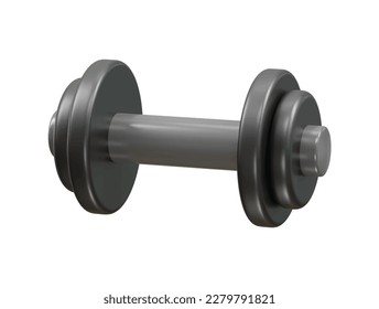 Gym dumbbell icon 3d rendering illustration