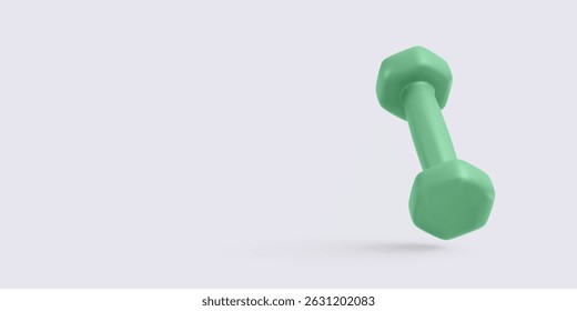 Gym Dumbbell Icon. Stylish 3D Green Weight Object for Fitness, Workout, or Healthy Lifestyle Concepts. Clean Minimal Design Isolated on Light Background. Vector Illustration