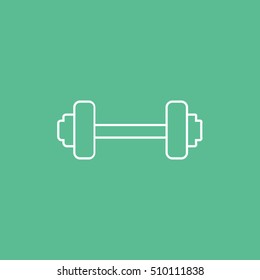 Gym Dumbbell Line Icon On Green Background