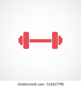 Gym Dumbbell Red Flat Icon On White Background