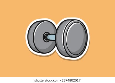 Ilustración vectorial de Gym Dumbbells Sticker. Concepto de ícono de objeto de gimnasio. Diseño de logotipo de emoticones de bajo peso. Timbre para el entrenamiento del logo de diseño de pegatinas de músculos del cuerpo.