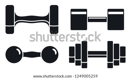 Gym dumbell icon set. Simple set of gym dumbell vector icons for web design on white background