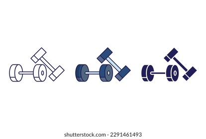gym dumbles line and solid illustration icon